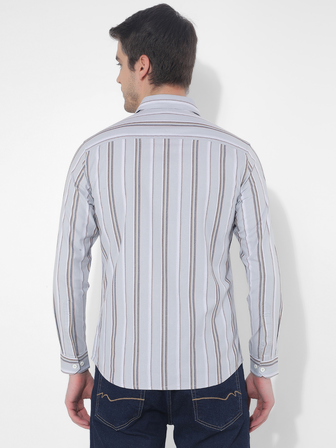 Numero Uno Men Striped Grey Shirt